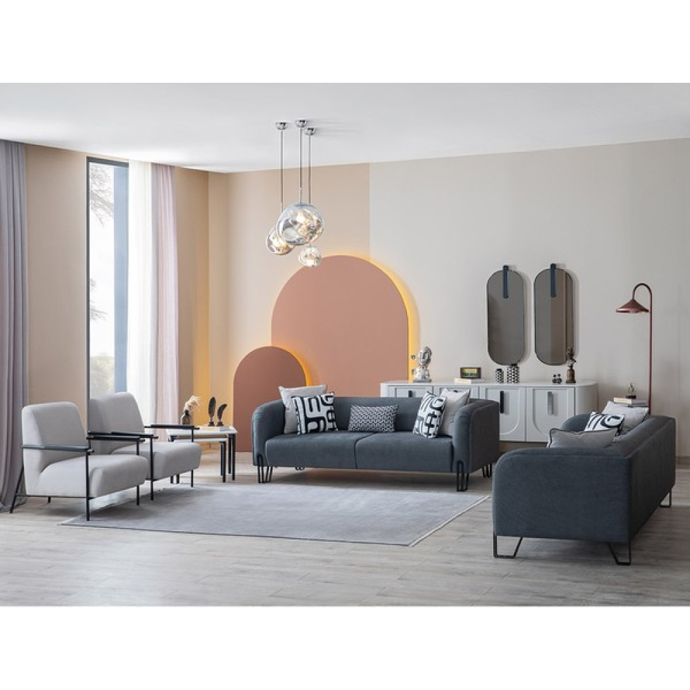 Weltew Home Milas Koltuk Takımı 3+3+1+1 - Gri - Beyaz Koltuk Takımı / Seti Fiyatı
