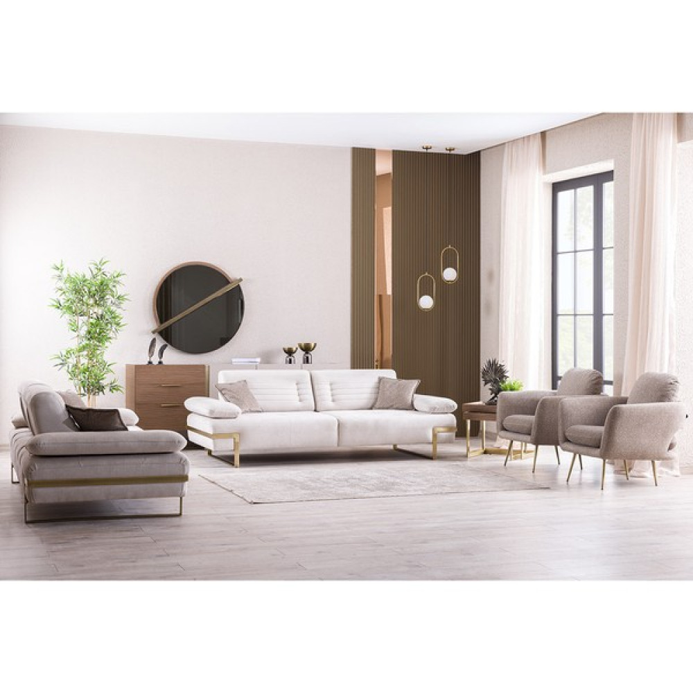 Weltew Home Pablo Koltuk Takımı 3+3+1+1 - Açık Krem Koltuk Takımı / Seti Fiyatı