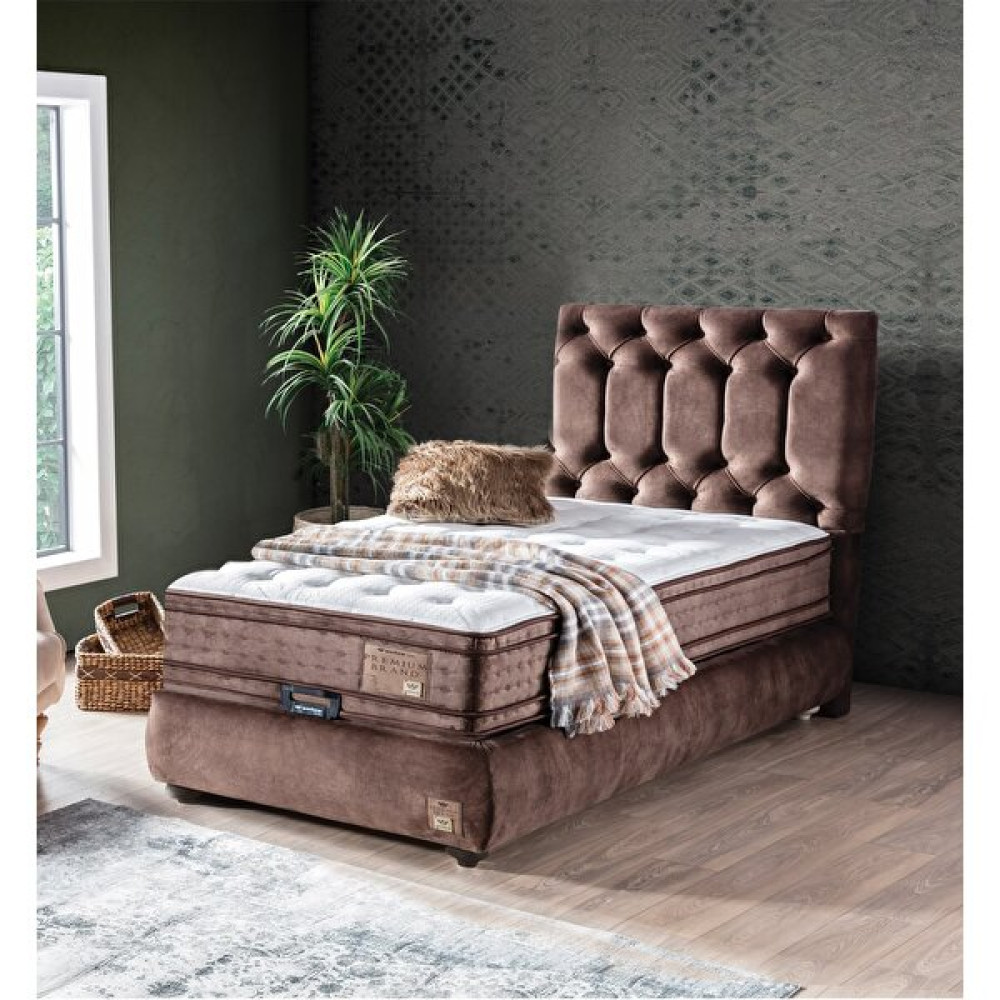 Weltew Home Premium Brand Tek Kişilik Baza ve Başlık Yataksız - 120 x 200 cm - Kahverengi Baza Fiyatı