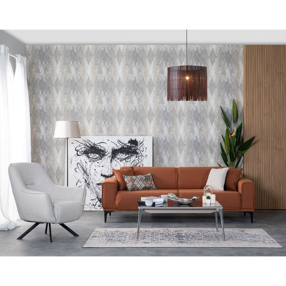 Weltew Home Stil Koltuk Takımı 3+1 (Kiremit - Krem) - Kiremit - Krem Koltuk Takımı / Seti Fiyatı