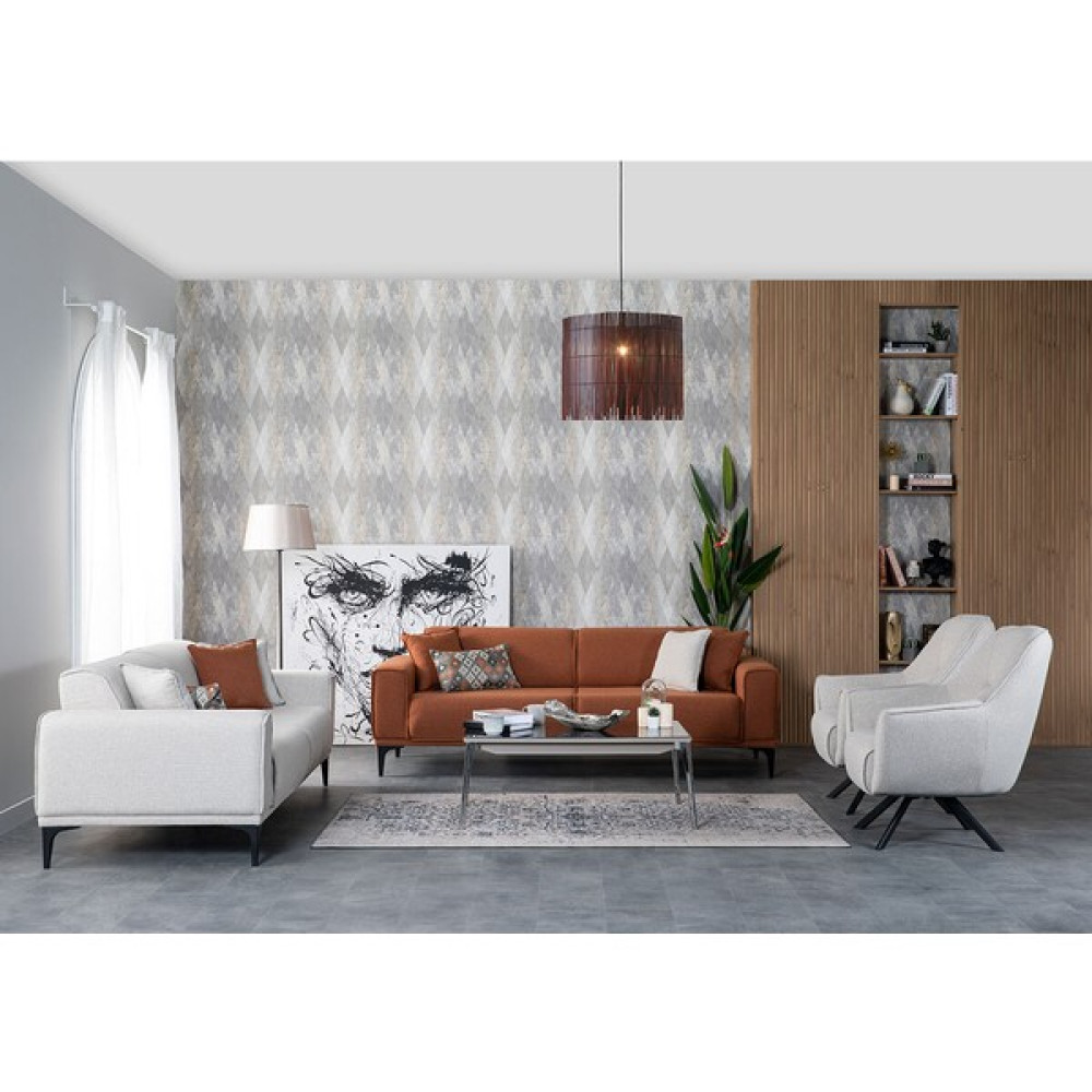 Weltew Home Stil Koltuk Takımı 3+3+1+1 Kiremit - Krem Koltuk Takımı / Seti Fiyatı