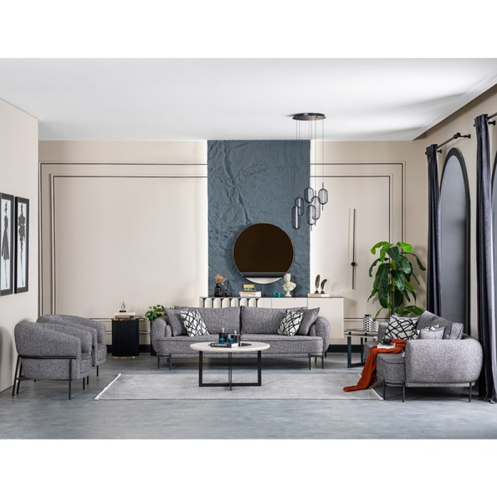 Weltew Home Zeugma Koltuk Takımı 3+3+1+1 - Gri Koltuk Takımı / Seti Fiyatı