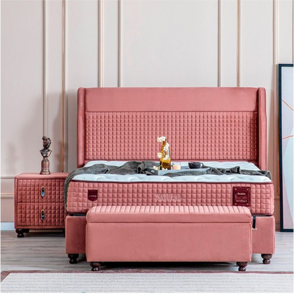 Weltew Yatak Natural Çift Kişilik Baza ve Başlık Yataksız - Pembe - 160 x 200 cm Baza Fiyatı