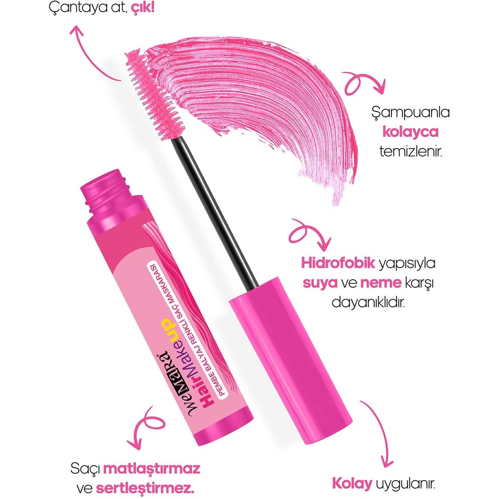 Wemara Pembe Balyaj Saç Maskarası Stick Formda 7 ml Kadınlar İçin Canlı Renk Uygulaması Rimeller / Maskaralar Fiyatı