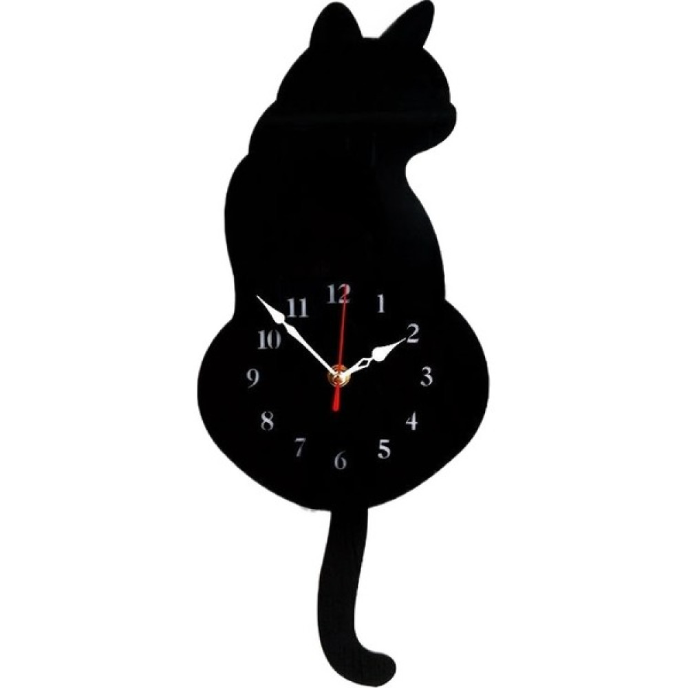 Wendy Kedi Kuyruk Sallayan Duvar Saati Oturma Odası Çocuk Odası Sanatsal Yaratıcı Duvar Saati (Yurt Dışından) - Siyah Dekoratif Saat Fiyatı