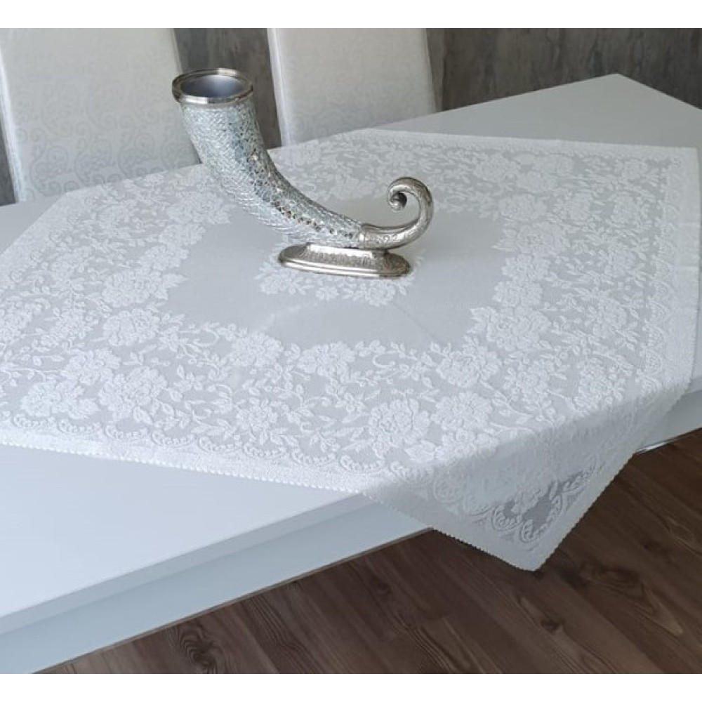 Wenessi Güllü Desen Örme Fiskos Örtüsü - Krem - 100 x 100 cm Masa Örtüsü Fiyatı