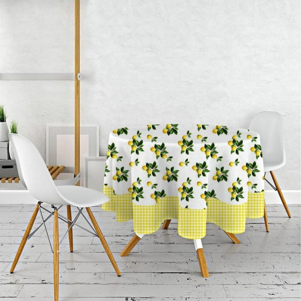 Wenessi Limonlu Dertsiz Masa Örtüsü - 150 x 150 cm - Sarı Masa Örtüsü Fiyatı