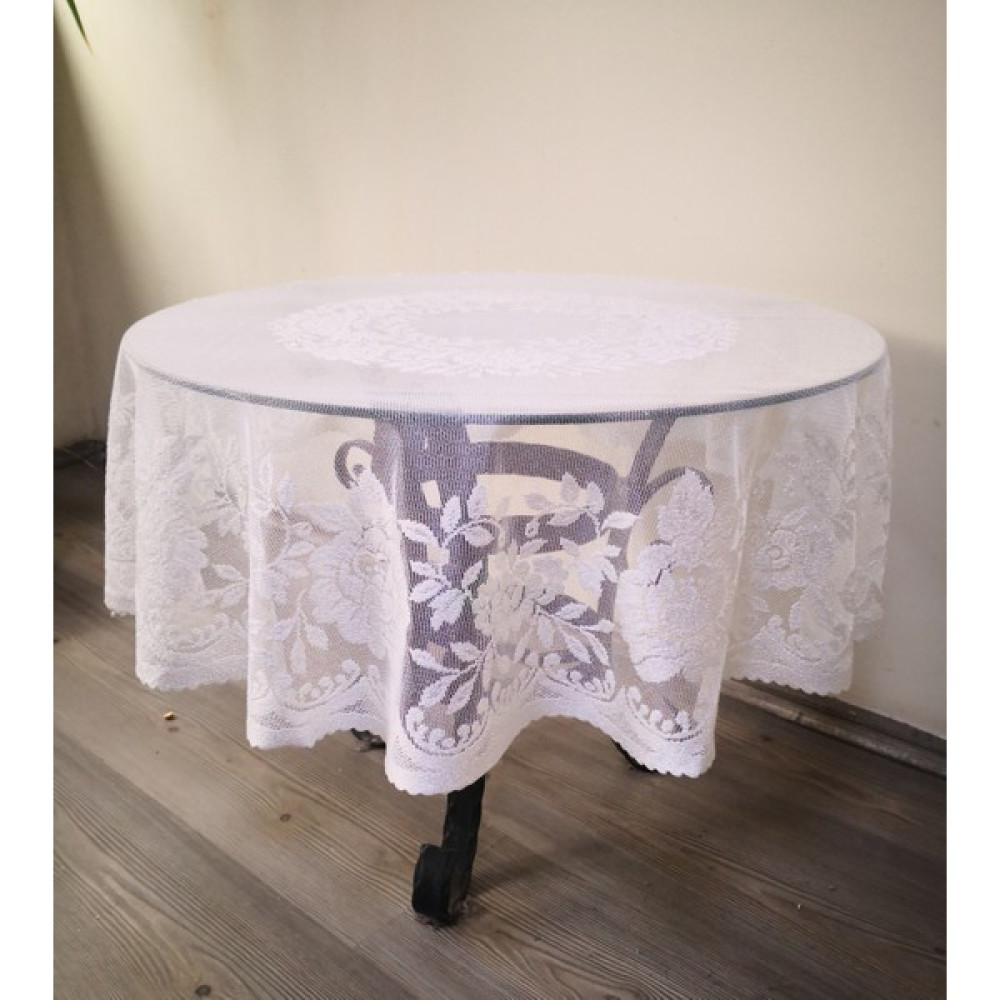 Wenessi Örme Pano Desen Fiskos Örtüsü 100 cm Yuvarlak - Ekru - Krem - 100 x 100 cm Masa Örtüsü Fiyatı