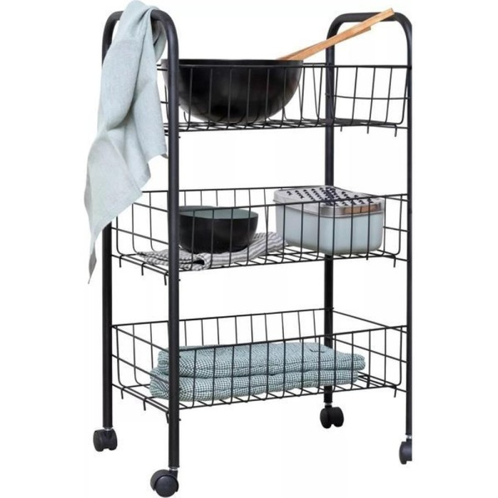 Wenko 3 Katlı Sebze, Meyve Çok Amaçlı Siyah Metal Raf 38 x 25 x 63 ( Made In Germany ) Duvar Rafı Fiyatı