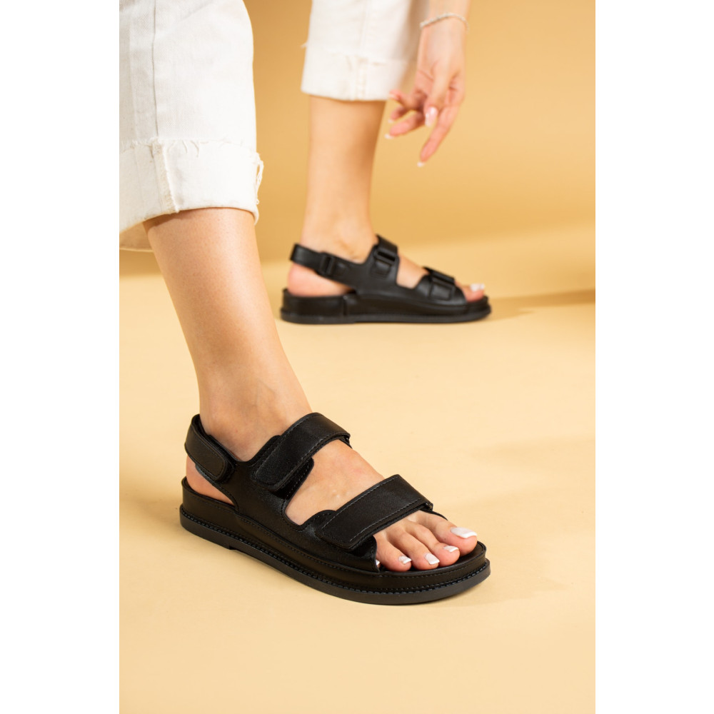 Wenti Shoes Wenti Siyah Mat Cırtlı Düz Taban Kadın Sandalet 39 Beden Unisex Sandalet Fiyatı