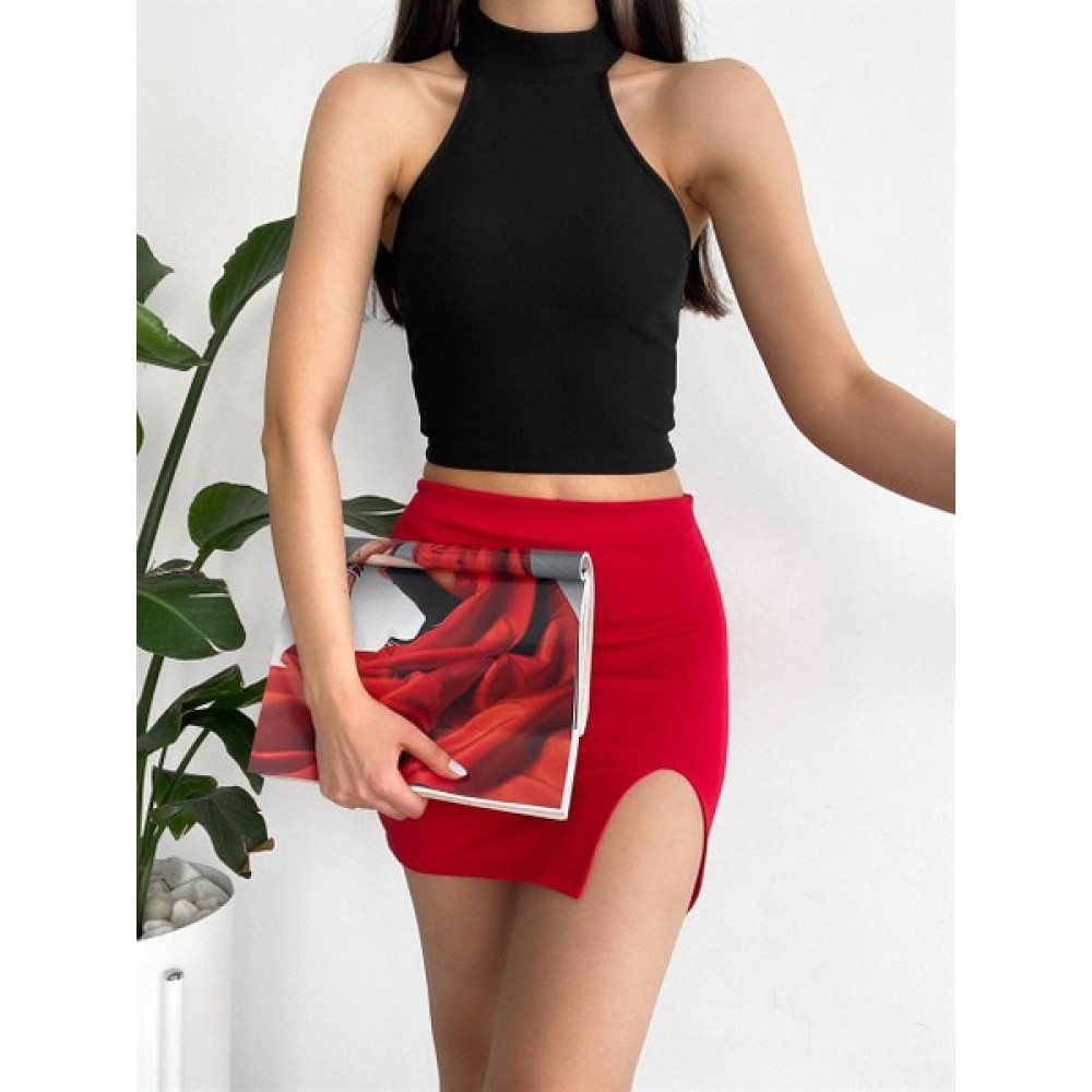 Weppa Kadın Ottoman Halter Yaka Likralı Örme Crop Bluz Siyah Bluz Fiyatı