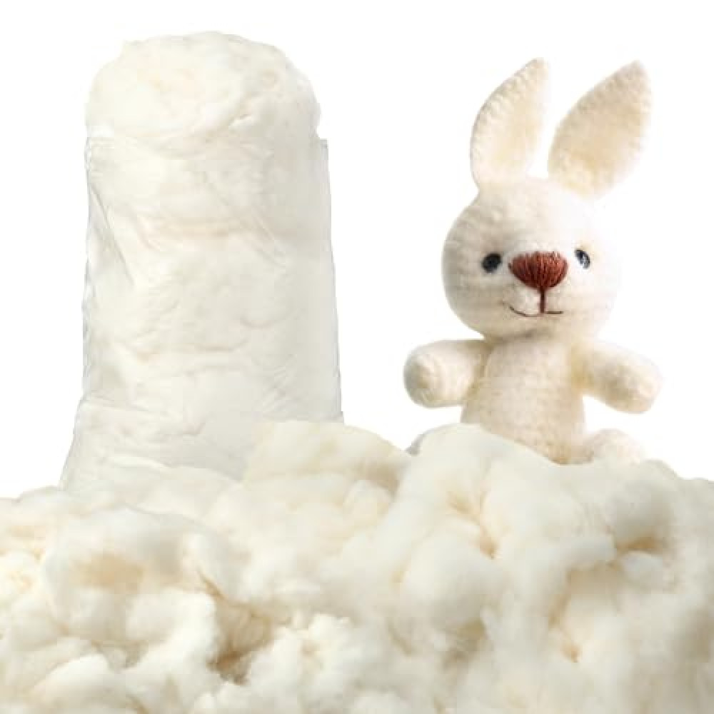 Wesnoy Cotton Stuffing for Stuffed Animals Soft Pillow,Natural Cotton Fiber Filling Batting, for Toys, Cloud Decorations, and More(0.22 lb)