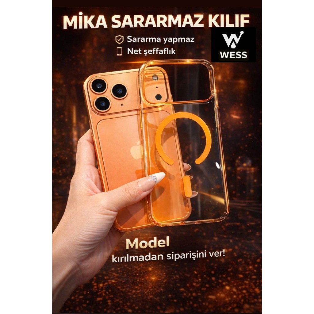 Wess 17 Pro Max Kozmik Turuncu Mika Sararmaz | Magsafe Uyumlu Kılıf. Diğer Fiyatı