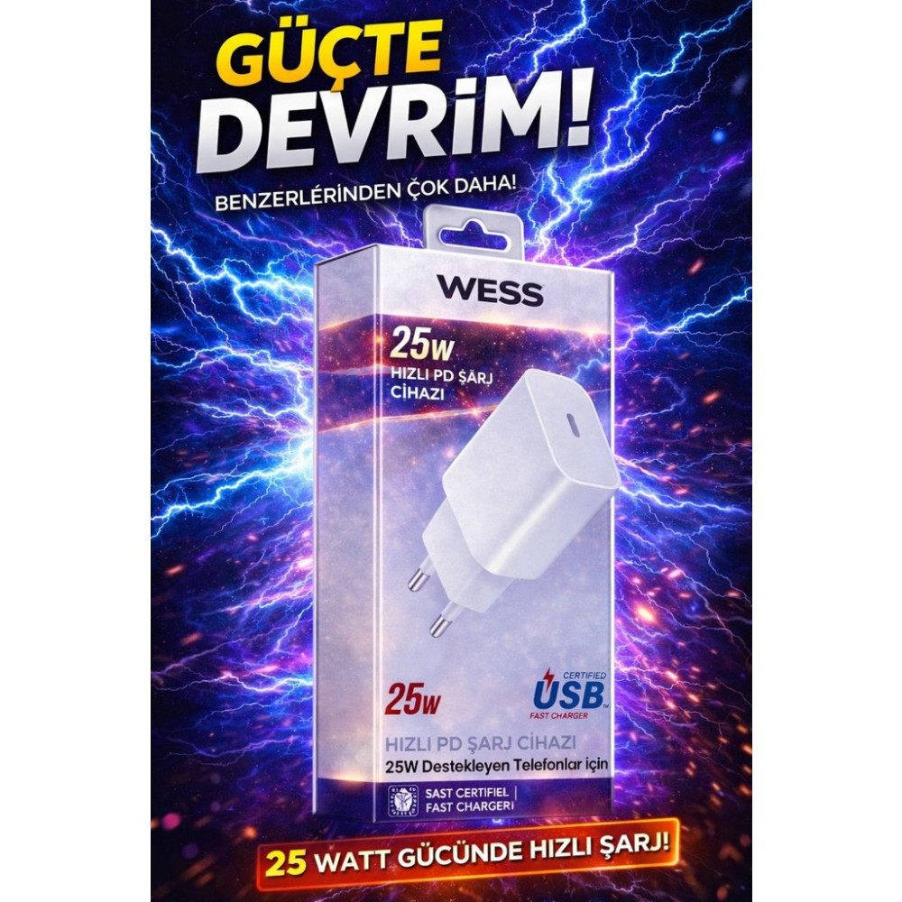 Wess Samsung Galaxy Son Teknoloji Akıllı Entegre A15 A16 A17 A23 A24 A25 A26 A36 A37 A56 Uyumlu Süper Hızlı Yeni Nesil 25W Pd Şarj Adaptörü ( Başlık ) Cep Telefonu Şarj Cihazı Fiyatı