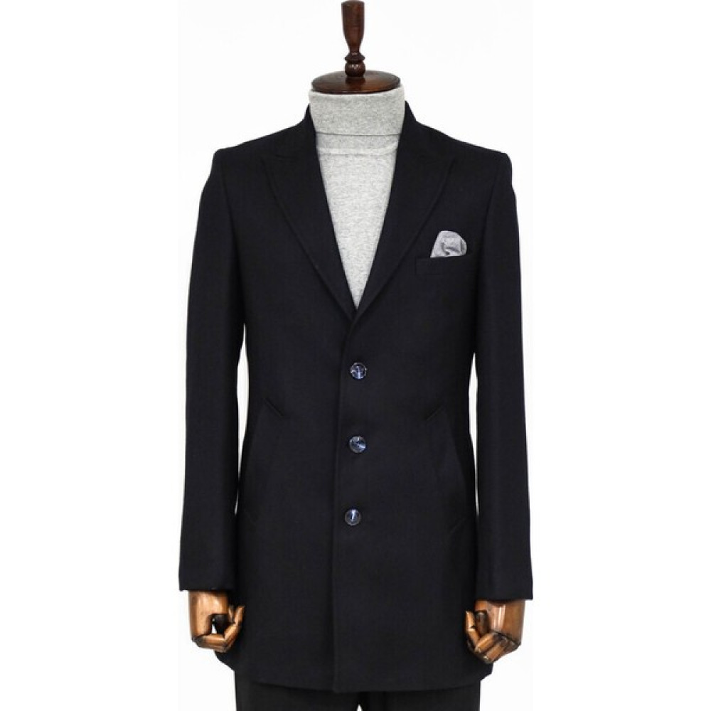 Wessi Kaşe Slim Fit Geniş Yaka Gri Erkek Kaban Erkek Mont Fiyatı