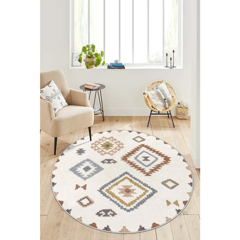 West Home Dijital Baskı Yıkanabilir Kaymaz Taban Leke Tutmaz Yuvarlak Mutfak Halısı Salon Halısı Ve Yolluk 160 x 160 Beden Kilim Fiyatı