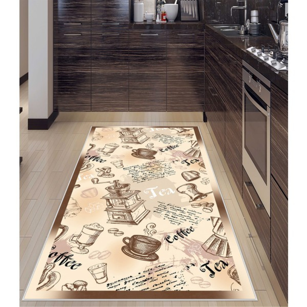 West Home Dijital Baskılı Yıkanabilir Kaymaz Taban Mutfak Halısı - 80 x 200 cm - Bej Salon Halısı Fiyatı