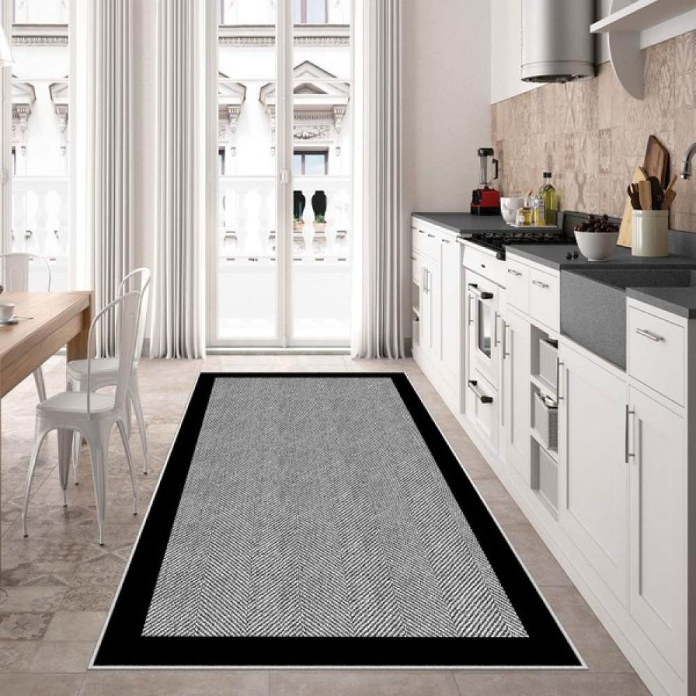 West Home Home Dijital Baskı Yıkanabilir Kaymaz Taban Salon Halısı Mutfak Halısı Koridor Halısı - Gri - 100 x 400 cm Salon Halısı Fiyatı