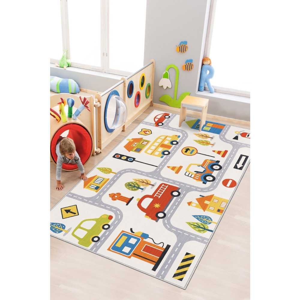 West Home Makinede Yıkanabilir Kaymaz Taban Leke Tutmaz Yol Desenli Halı Bebek Ve Çocuk Halısı Oyun Matı 80 x 200 Beden Bebek Odası Halı Fiyatı