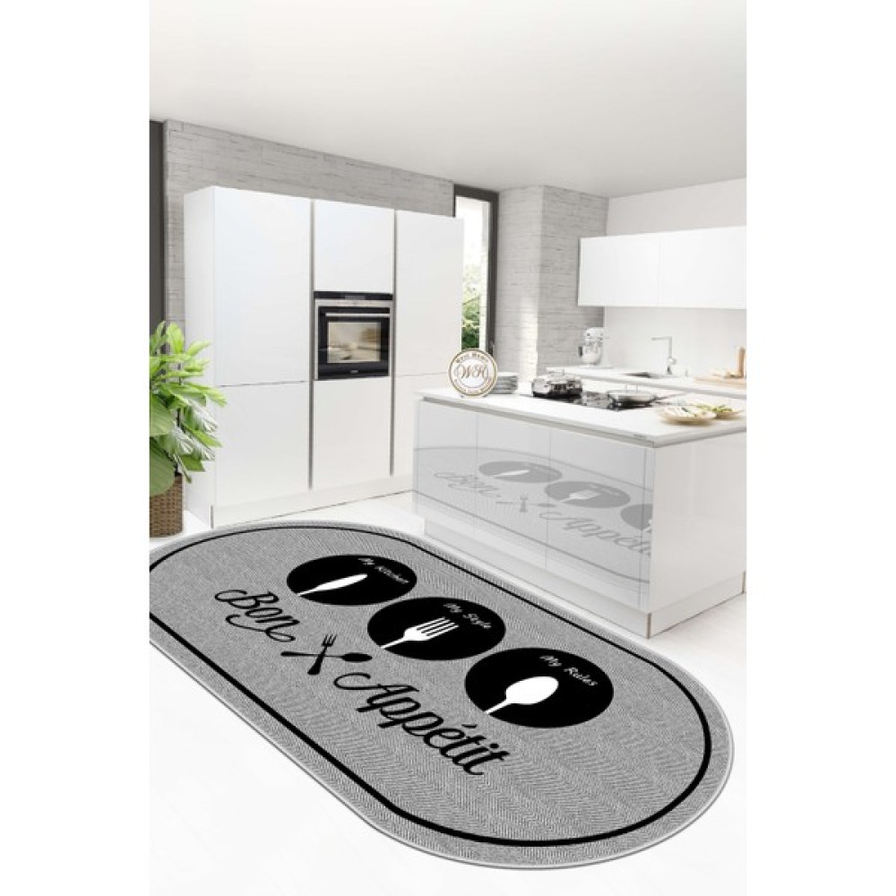 West Home Yıkanabilir Kaymaz Leke Tutmaz Salon Halısı Mutfak Halısı Koridor Halısı Yolluk ve Paspas - 120 x 250 cm - Gri - Siyah Salon Halısı Fiyatı