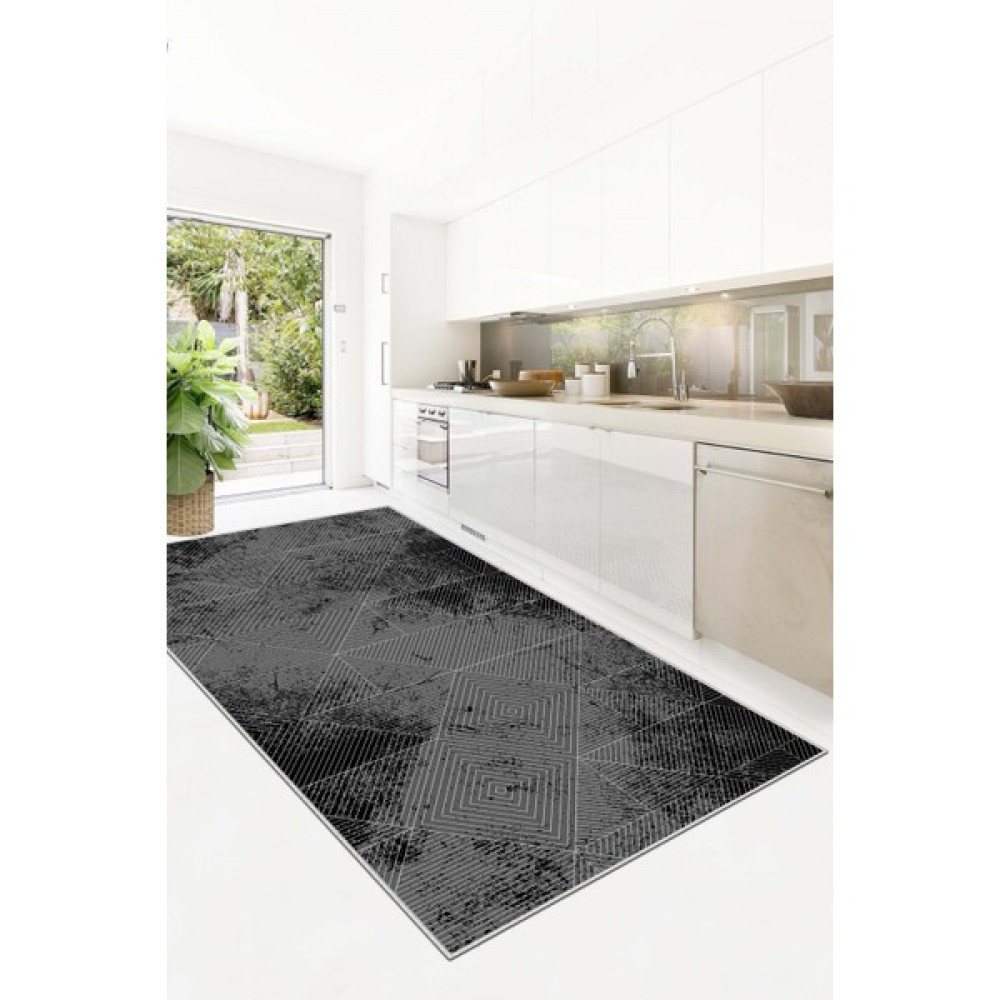 West Home Yıkanabilir Kaymaz Leke Tutmaz Salon Halısı Mutfak Halısı Koridor Halısı Yolluk ve Paspas - 40 x 60 cm - Siyah Salon Halısı Fiyatı