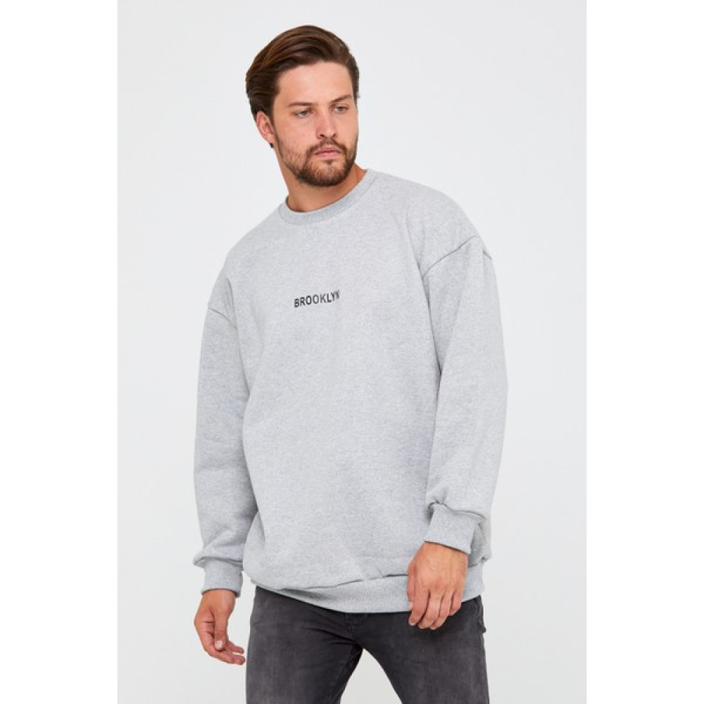 West Kombin Brooklyn Gri Overisize Sweat Erkek Sweatshirt Fiyatı