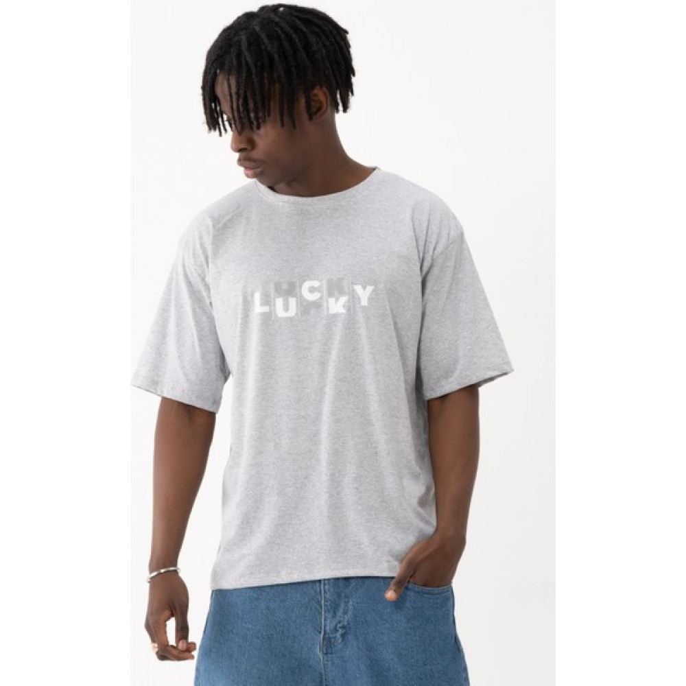 West Kombin Gri Lucky Baskı Oversize Tshirt Erkek T-shirt Fiyatı