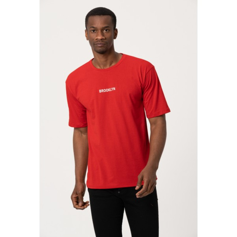 West Kombin Kırmızı Brooklyn Baskılı Oversize Tshirt Erkek T-shirt Fiyatı