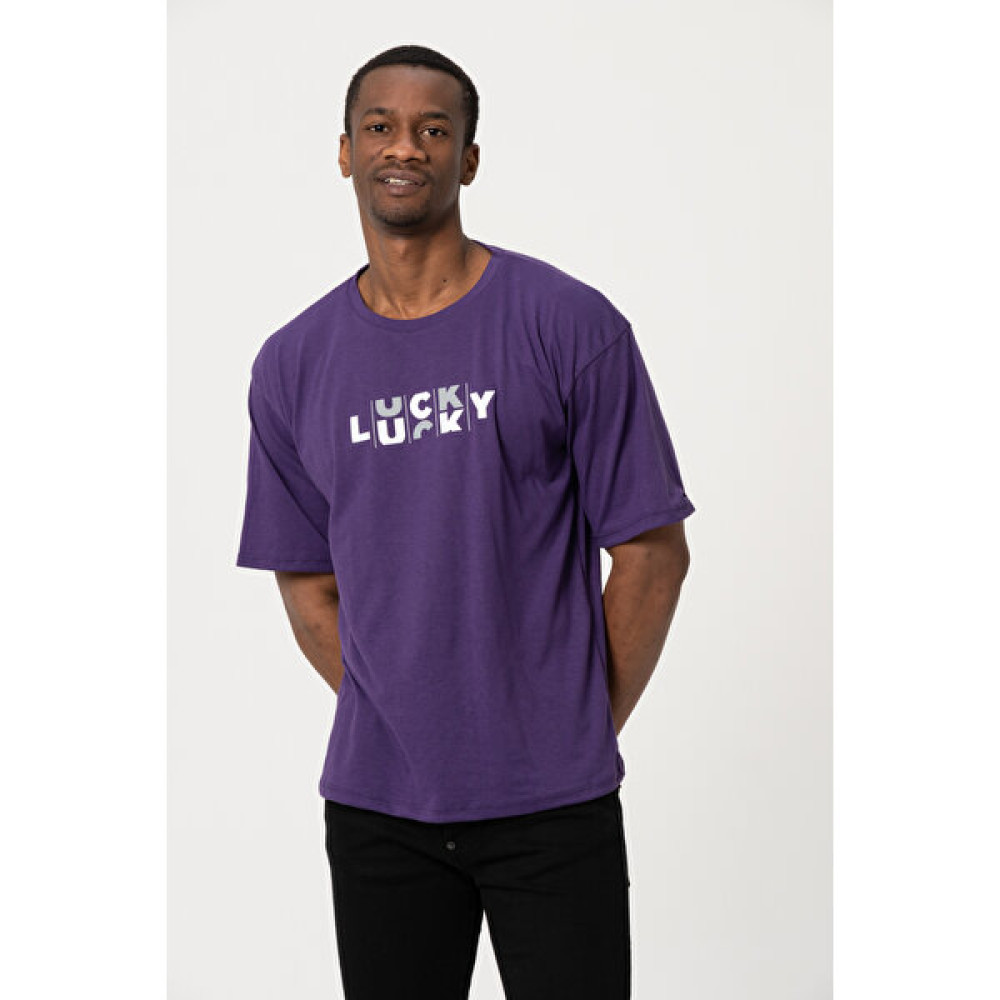 West Kombin Mor Lucky Baskı Oversize Tshirt Erkek T-shirt Fiyatı