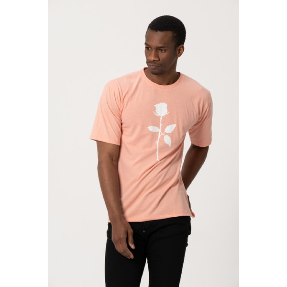 West Kombin Pembe Gül Baskı Oversize Tshirt Erkek T-shirt Fiyatı