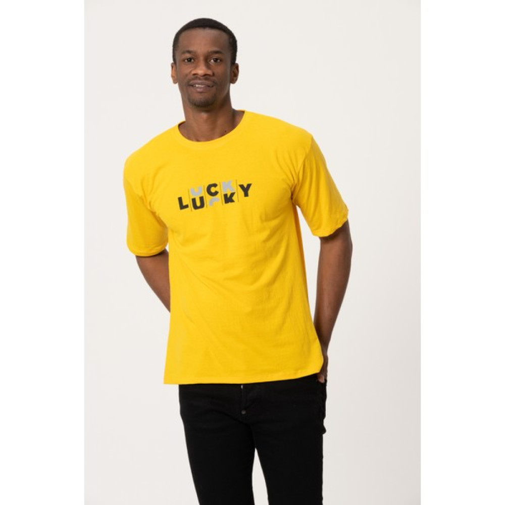 West Kombin Sarı Lucky Baskı Oversize Tshirt Erkek T-shirt Fiyatı