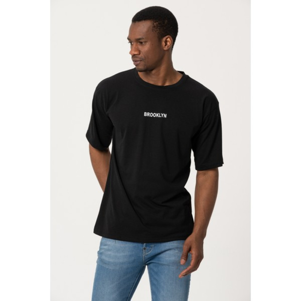West Kombin Siyah Brooklyn Baskılı Oversize Tshirt Erkek T-shirt Fiyatı