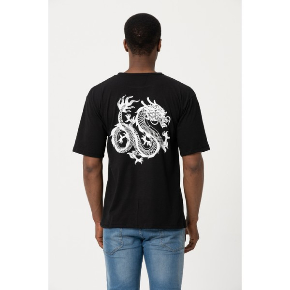 West Kombin Siyah Ejder Baskılı Oversize Tshirt Erkek T-shirt Fiyatı