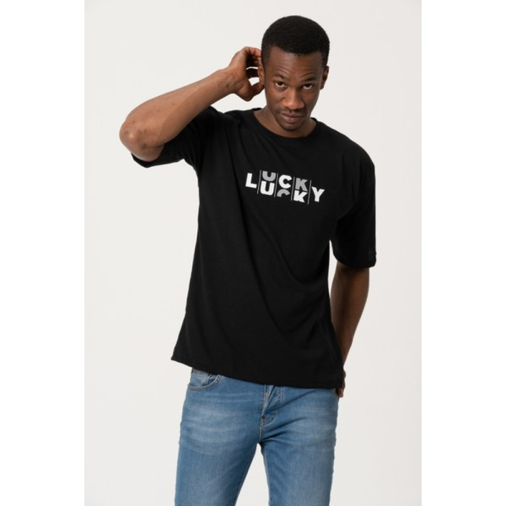West Kombin Siyah Lucky Baskı Oversize Tshirt Erkek T-shirt Fiyatı