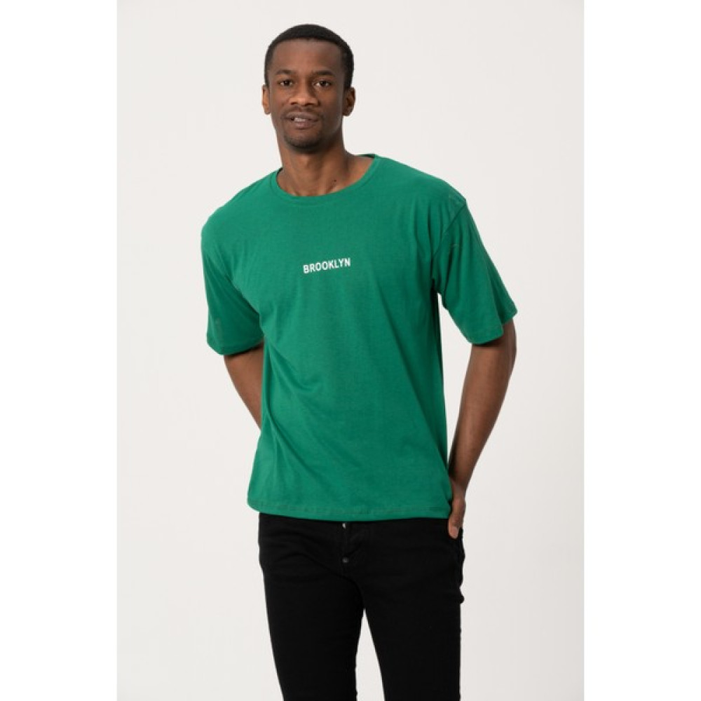 West Kombin Yeşil Brooklyn Baskılı Oversize Tshirt Erkek T-shirt Fiyatı