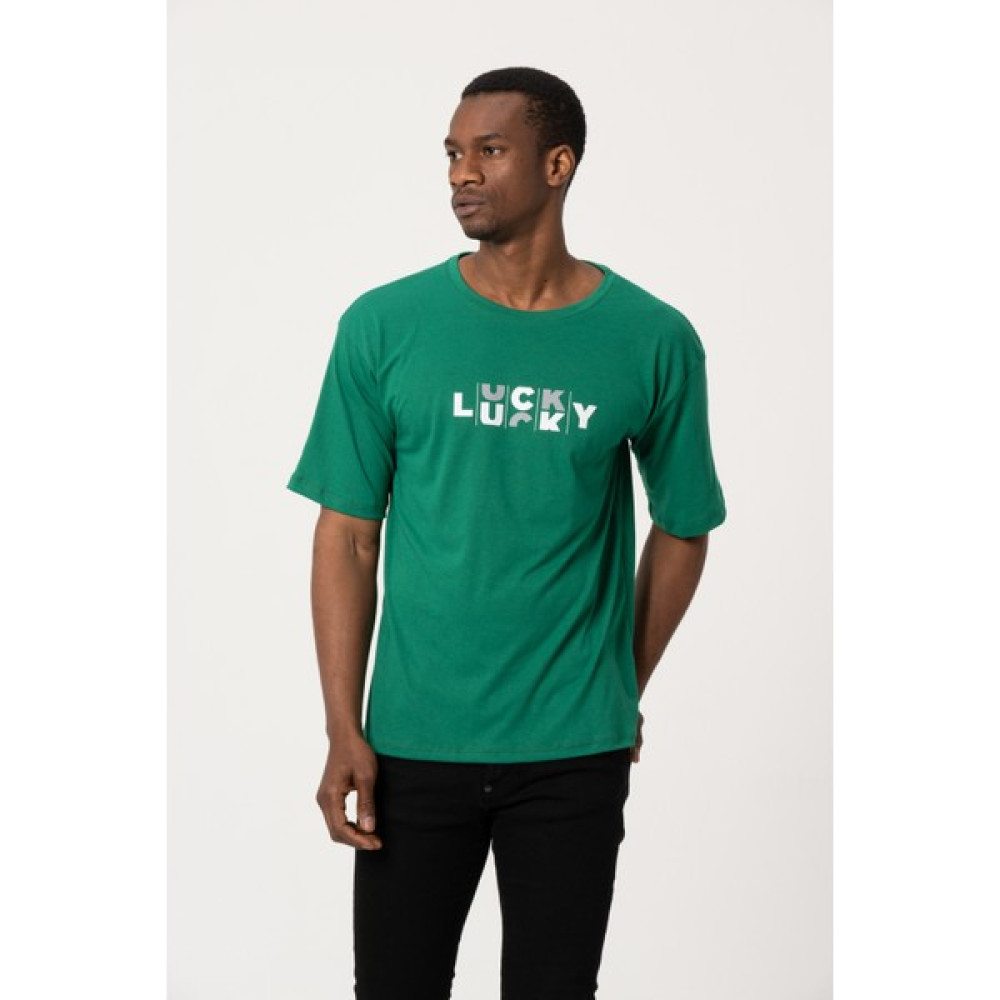 West Kombin Yeşil Lucky Baskı Oversize Tshirt Erkek T-shirt Fiyatı
