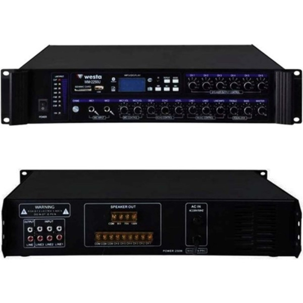 Westa WM-2250U Westa 6 Bölgeli 250W 100V Mixer Anfi Docking Hoparlör Fiyatı