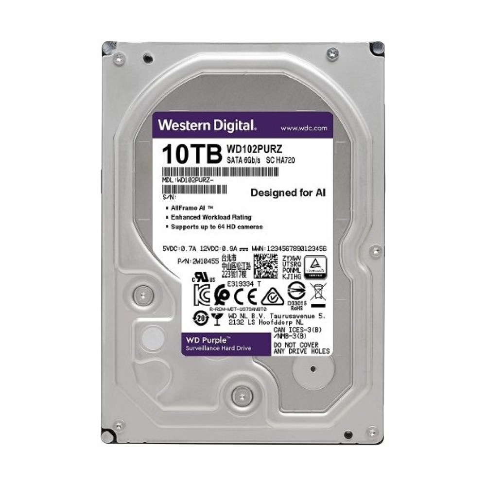 Western Digital 3.5" 10 Tb Purple WD102PURZ Sata 3.0 7200 Rpm Harddisk Sabit Diskler Fiyatı