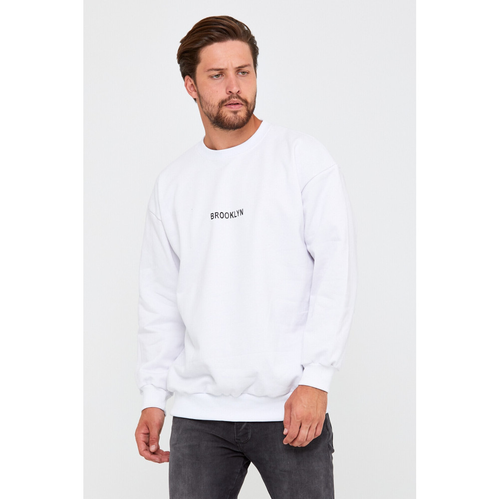 westkombin Beyaz Sweat Brooklyn Baskılı Overisize L Beden Bayan Sweatshirt Fiyatı