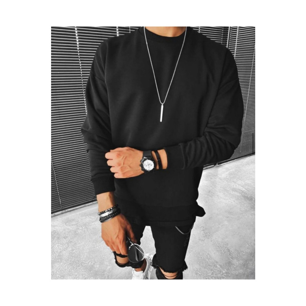 westkombin Siyah Düz Oversize Sweat Erkek M Beden Bayan Sweatshirt Fiyatı