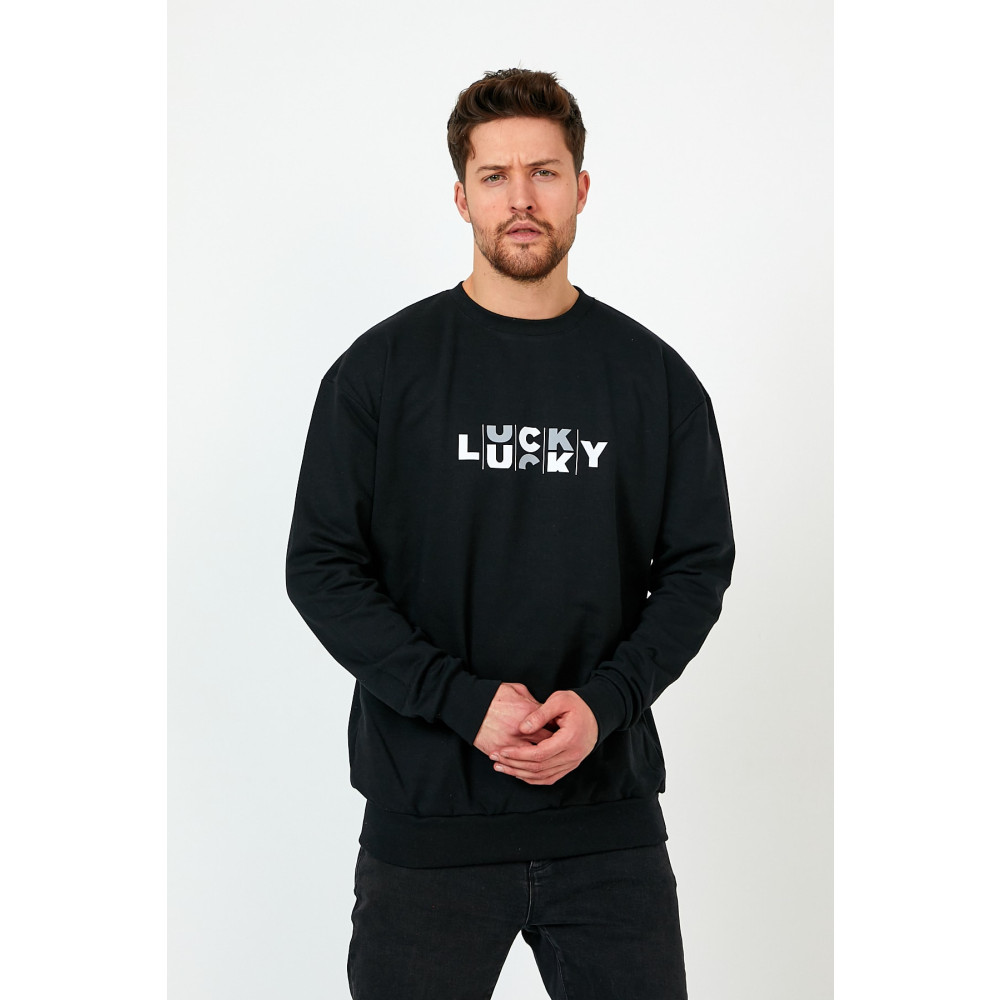 westkombin Siyah Oversize Sweat Luck-b Baskılı M Beden Bayan Sweatshirt Fiyatı