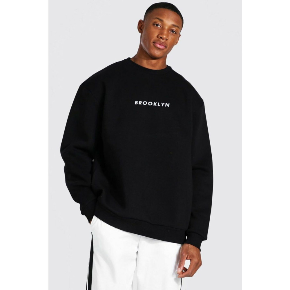 westkombin Siyah Sweat Brooklyn Baskılı Overisize M Beden Bayan Sweatshirt Fiyatı