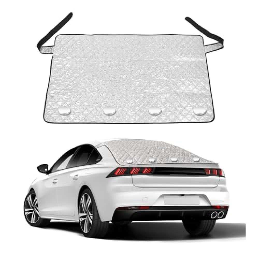 Wevdn Car Rear Windshield Cover for Ice, 58"×31.5" Back Window Frost Cover with 4 Magnets Offers Complete Protection from Snow Winter Debris, All-Weather Snow Sunshaded Protector for Car
