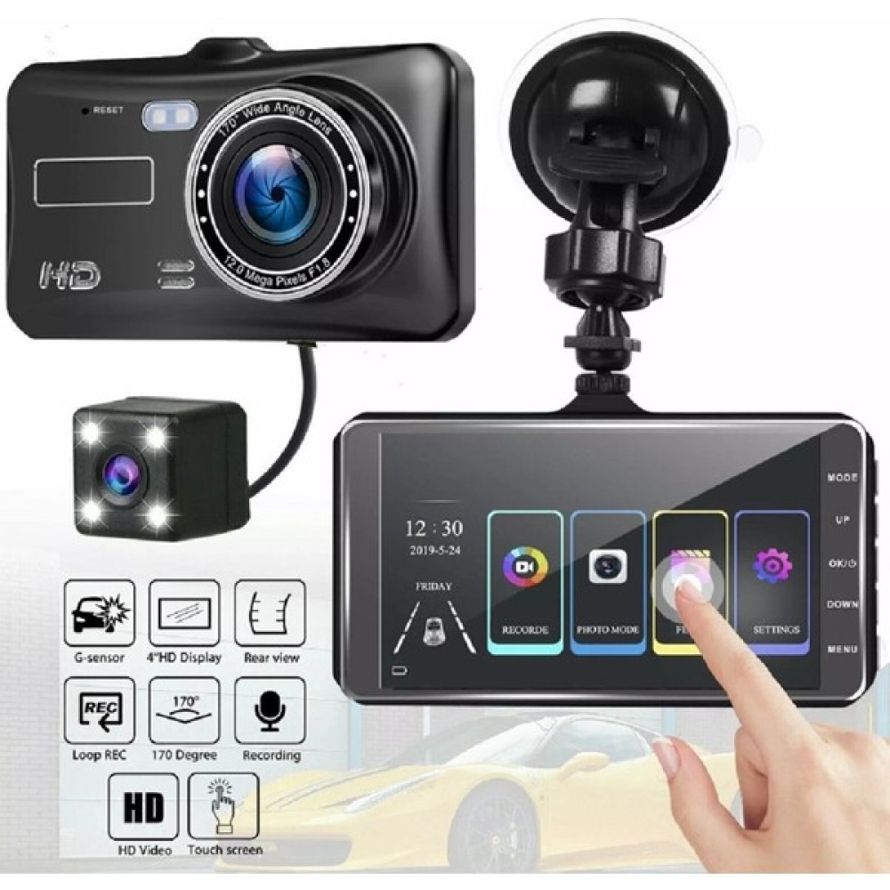 Wevolt MB-300 1296P 4" IPS Dokunmatik Ekran Araç Içi Çift Kamera Gece Görüşlü. Araç Kamera.(Türkçe Menü+G-Sensör) Oto Görüntü Sistemleri Fiyatı