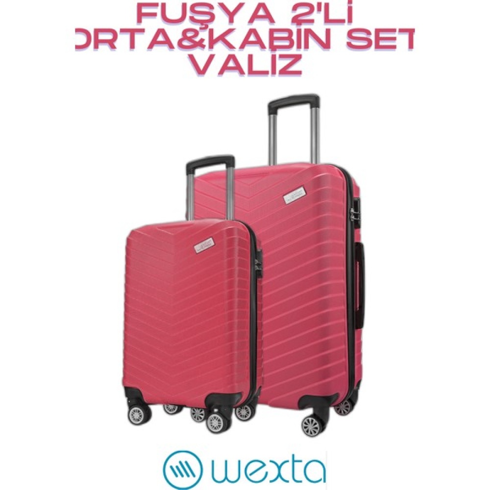 Wexta WX-1001 Fuşya Orta& Kabin 2'li Set Valiz / Seyahat Bavulu Çanta (Outdoor) Fiyatı