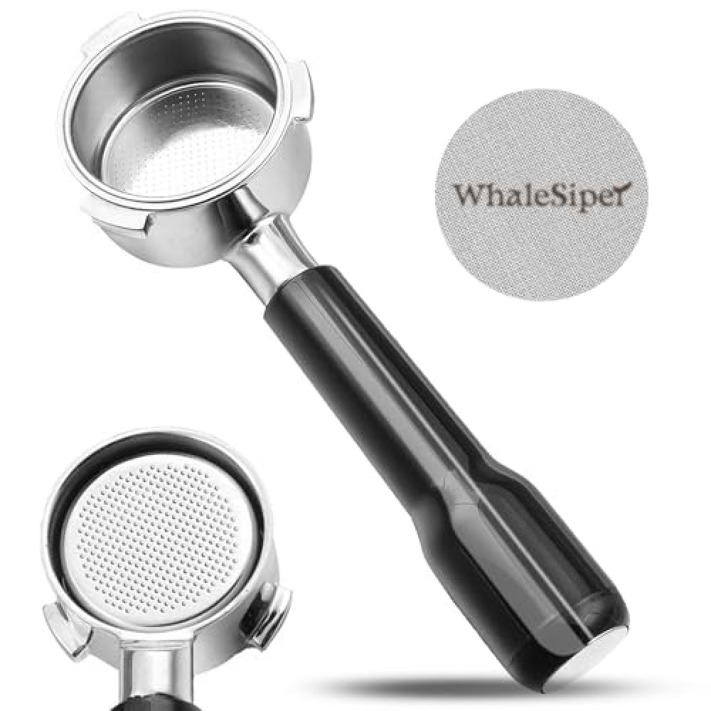 WhaleSiper 54mm Bottomless Portafilter & Puck Screen, 3-Ear Stainless Head, Compatible with Breville Barista Pro, Bambino Plus, Barista Express Impress, Infuser, Barista Touch, Duo-Temp Pro & Bambino