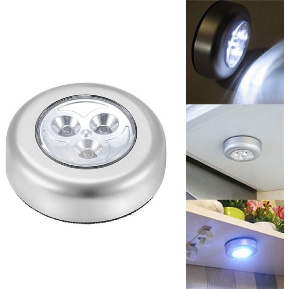 WHB Yapışkanlı Kablosuz Dokunmatik Dolap Mutfak Içi Aydınlatma 3 Ledli Spot LED Lamba - Pilli - 1 Adet - Beyaz Led Aydınlatmalar Fiyatı