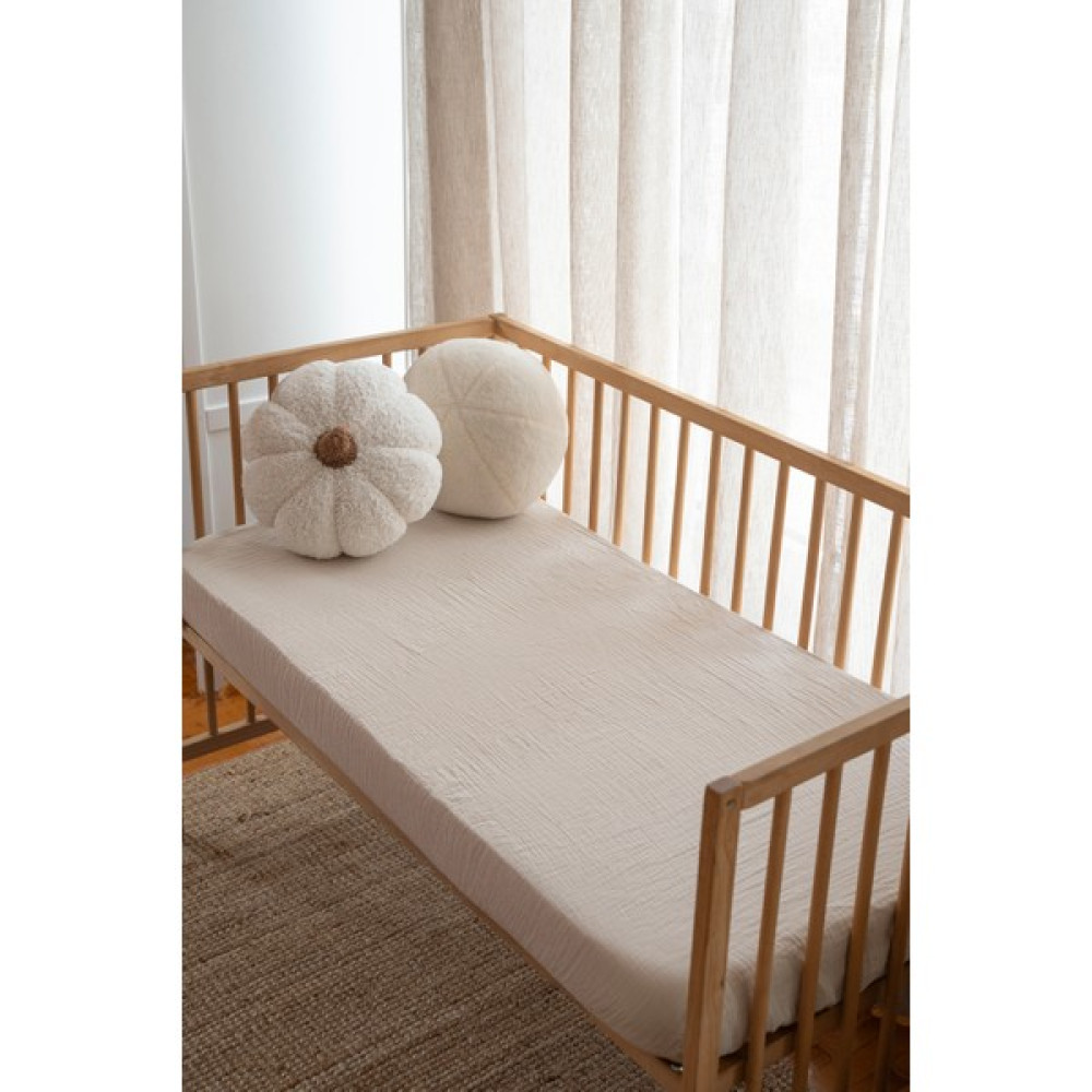 Wheeppo %100 Pamuk Bürümcük Müslin Lastikli Çarşaf - Bej 70X120 cm - 70 x 120 cm Bebek Yatak Çarşafı Fiyatı