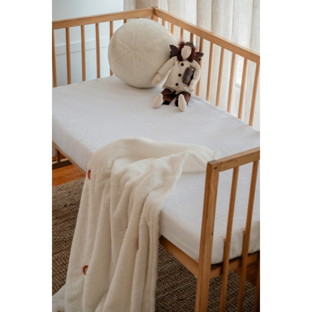 Wheeppo %100 Pamuk Bürümcük Müslin Lastikli Çarşaf - Beyaz 70X120 cm - 70 x 120 cm Bebek Yatak Çarşafı Fiyatı