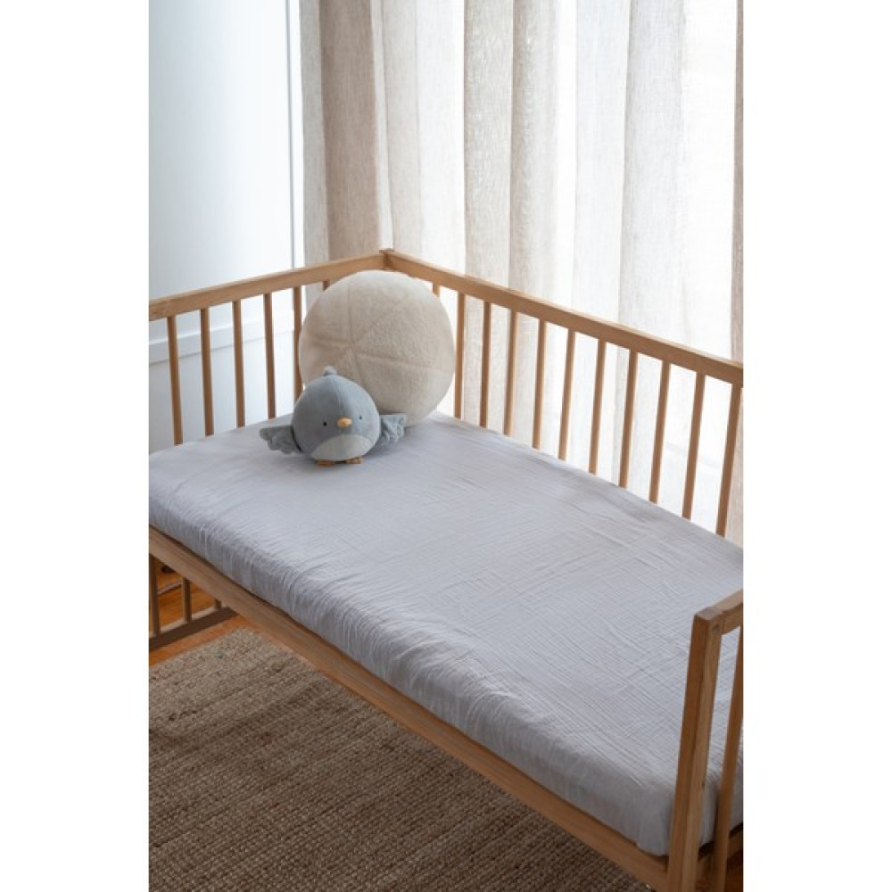 Wheeppo %100 Pamuk Bürümcük Müslin Lastikli Çarşaf - Buz Mavi 70X120 cm - 70 x 120 cm - Açık Mavi Bebek Yatak Çarşafı Fiyatı